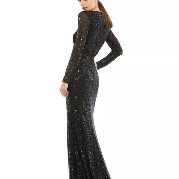 Mac Duggal 26490 Sequined Long Sleeve Gown, Size 14 $398 - Picture 7 of 9